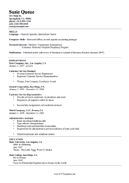 First Job Resume Template Free