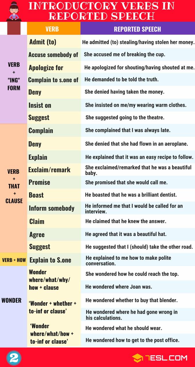 Reported Speech Long Examples