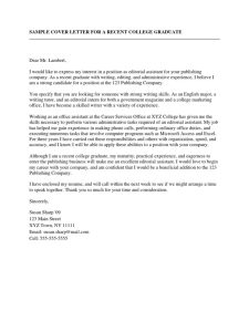 Sample Cover Letter for a Recent College Graduate Résumé Communication