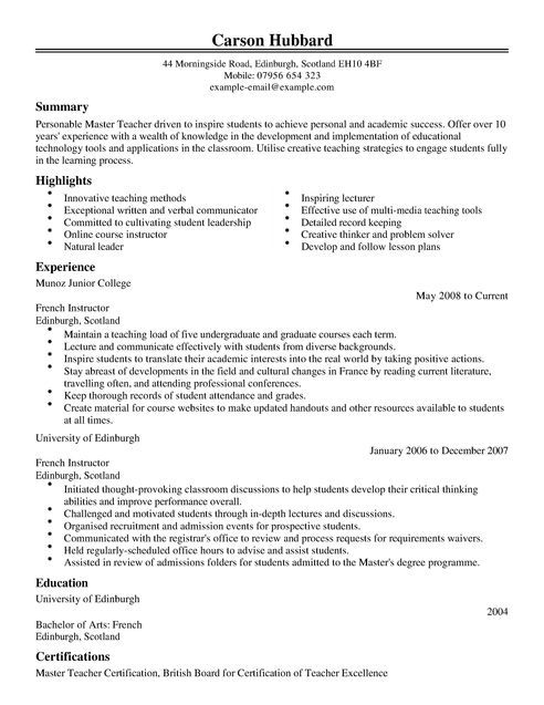 Curriculum Vitae For Masters Application Sample