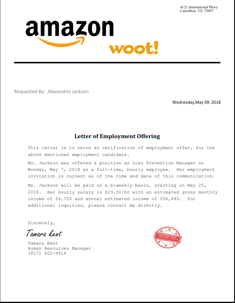 Simple Job Offer Letter Pdf