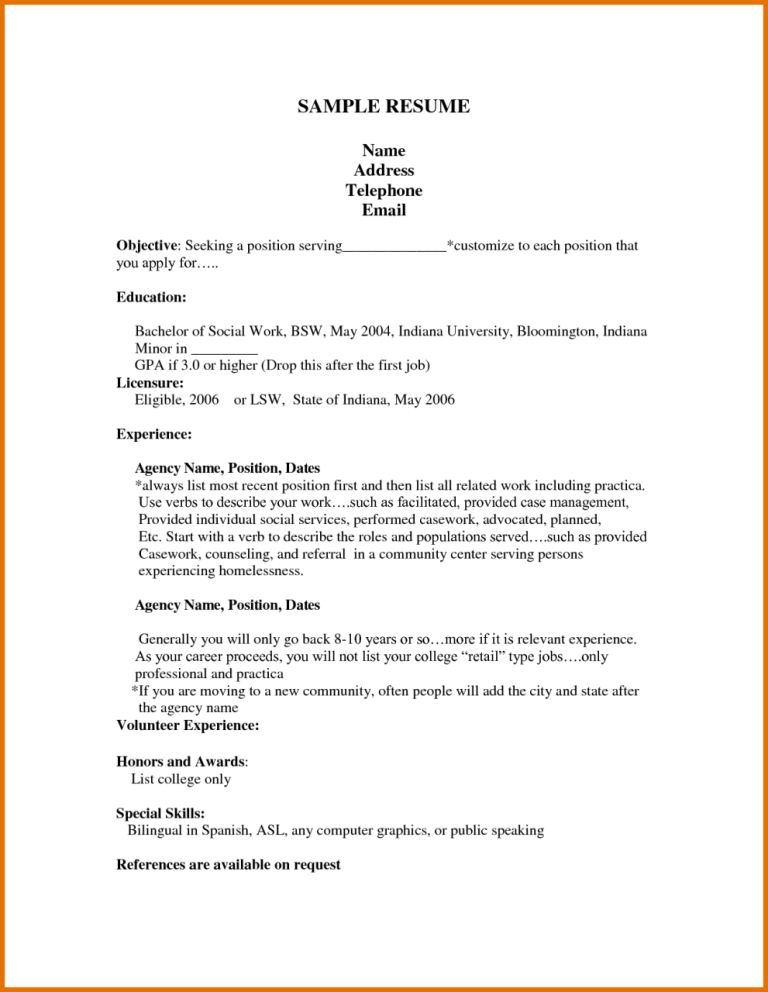 First Job Resume Template Download