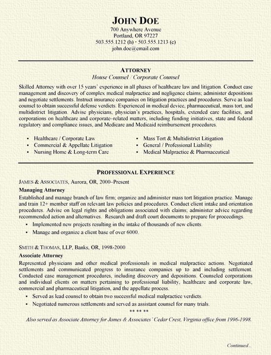 Family Law Attorney Resume Examples