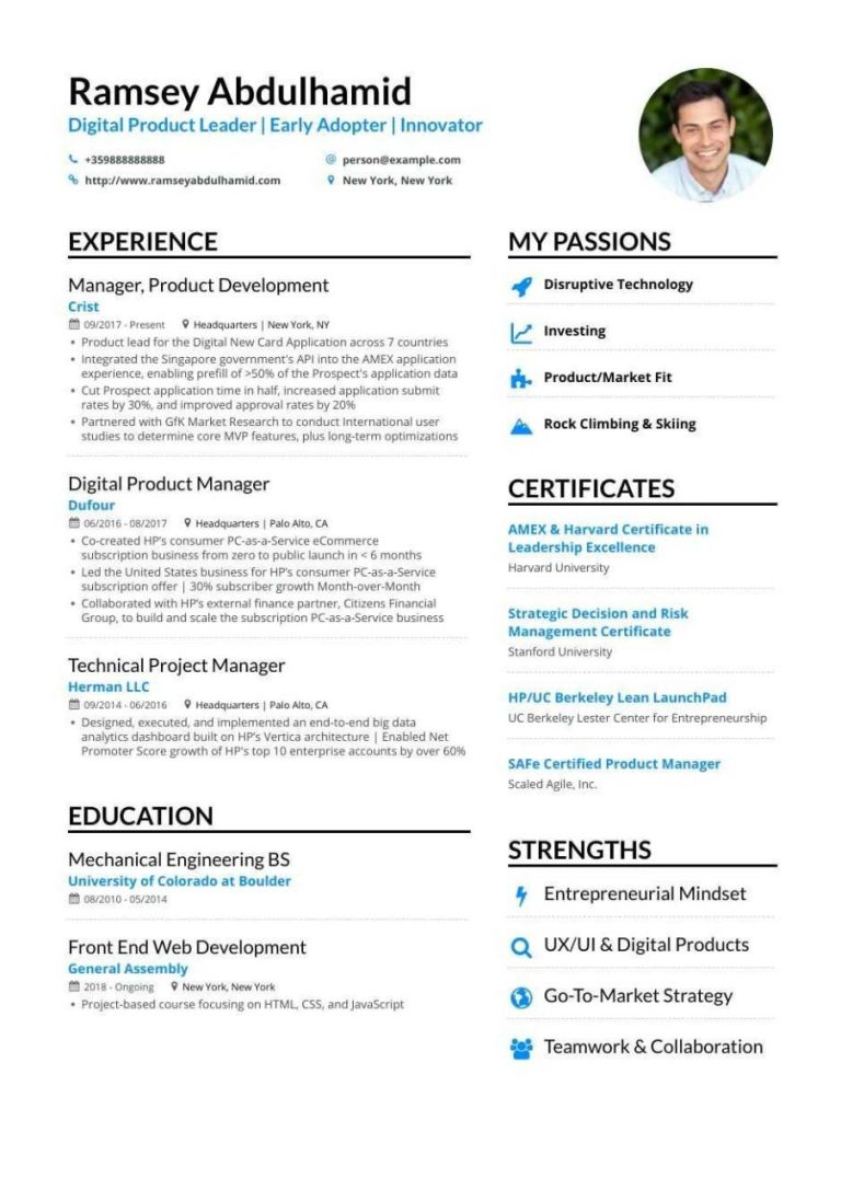 Product Manager Resume Examples 2020