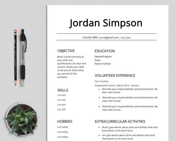 First Job Resume Template Word