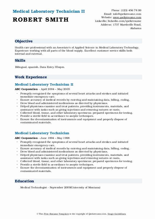 Lab Technician Resume Objective Examples
