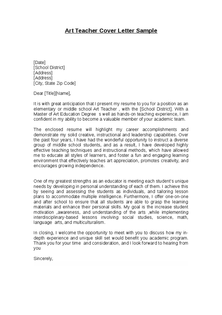 Sample Of Cover Letter For A Teaching Job