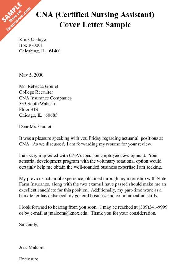 Cna Job Cover Letter / Review a sample letter to send with a job