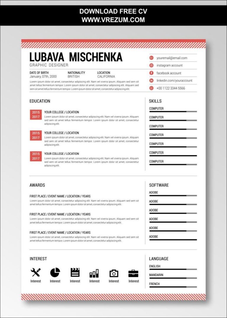 Cv Template For Fresh Graduate Download