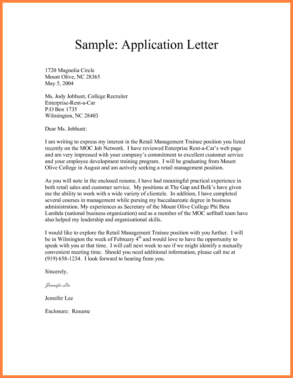 Unsolicited Inquiry Letter Example