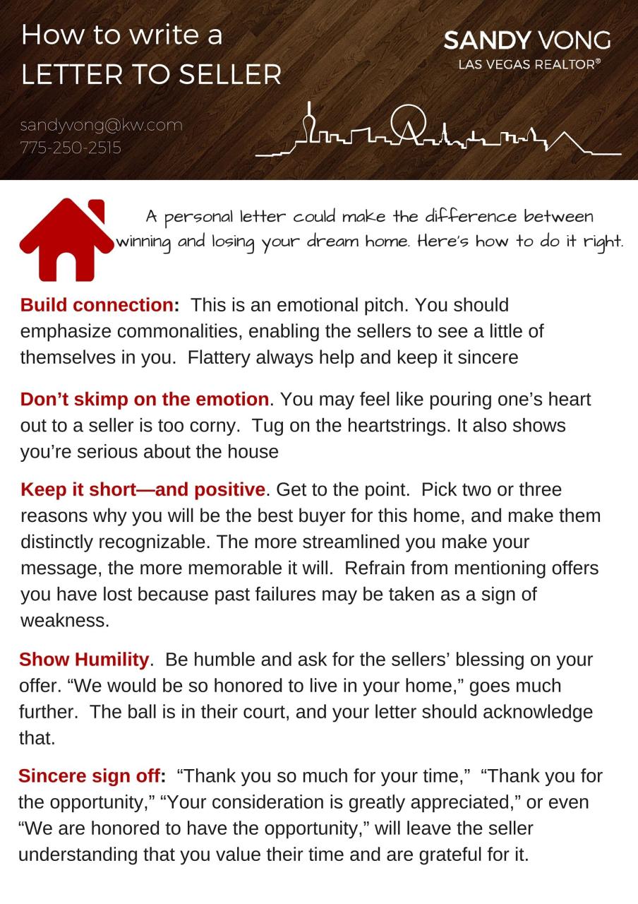 What To Put In A Letter To Home Seller