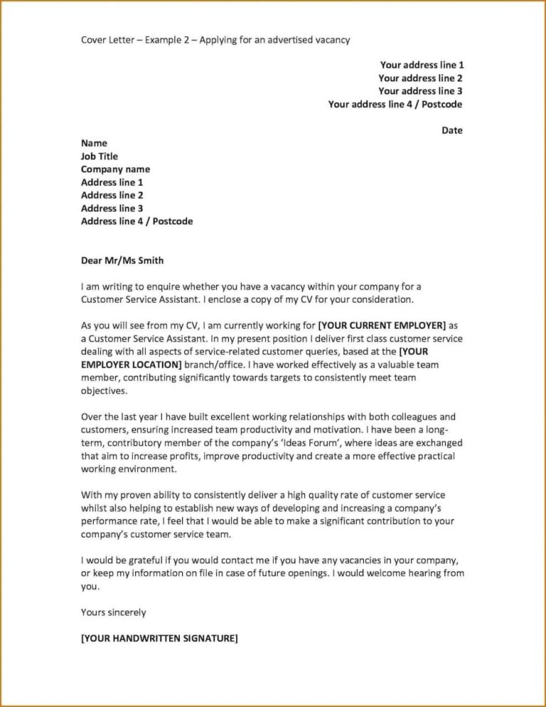 Speculative Internship Cover Letter Example