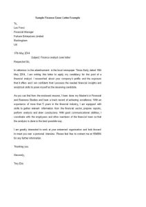 finance cover Finance Cover Letter How to write a Finance Cover