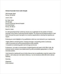 10+ Clerical Cover Letter Templates Free Sample, Example Format