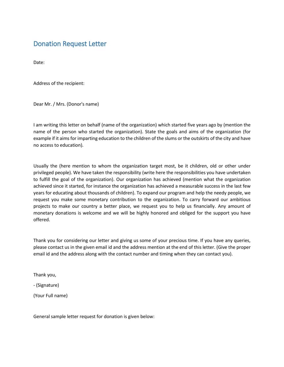 Giving A Donation Letter Sample Database Letter Template Collection