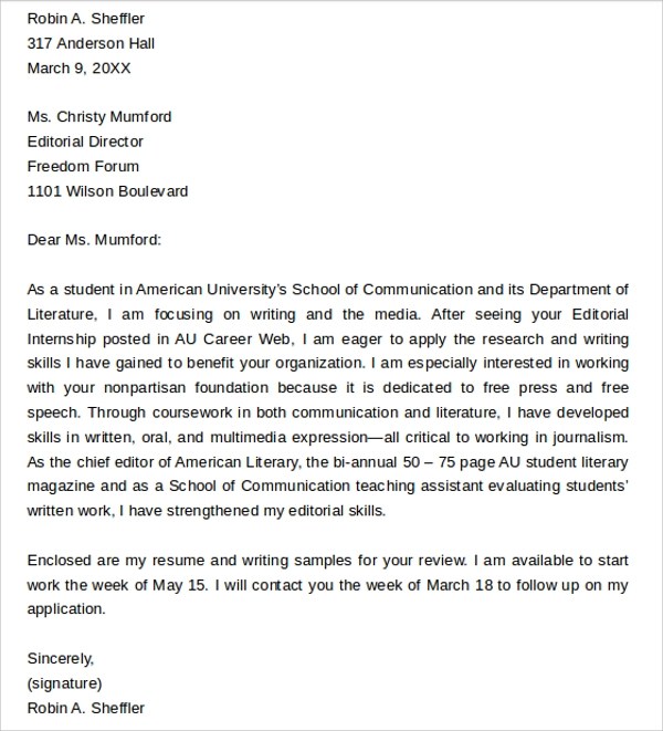 How To Write A Cover Letter For An Editorial Internship
