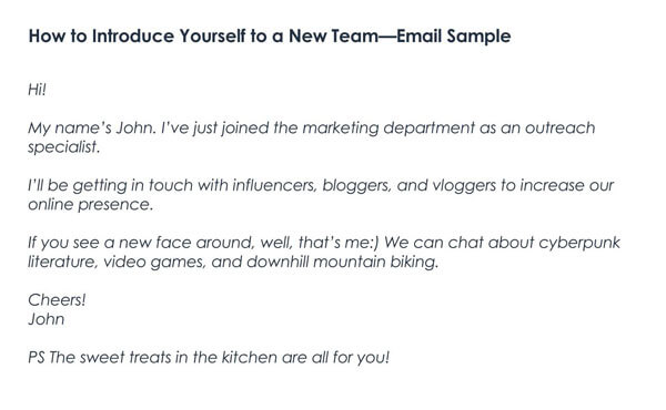 How To Introduce Yourself In An Email To New Team