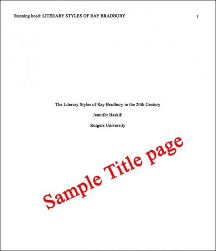 How To Write A Cover Page Apa Style