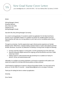 New Grad Nurse Cover Letter Free Sample Download