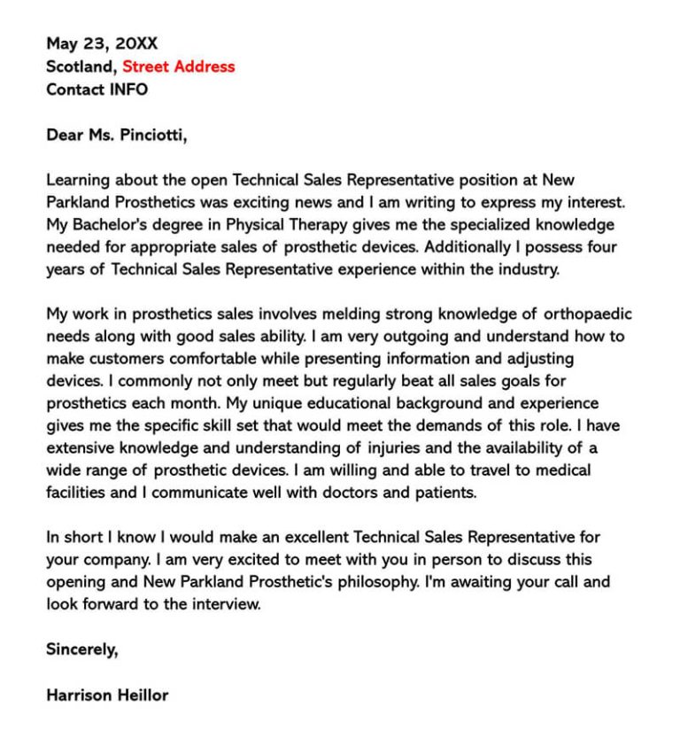 Application Letter For Direct Sales Executive