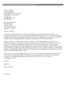 Cover Letter Samples American University Internship