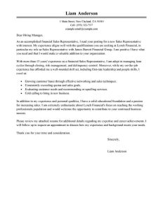 Sales Representative Cover Letter Examples LiveCareer