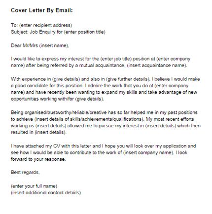 Sample Email Letter Of Interest For A Job