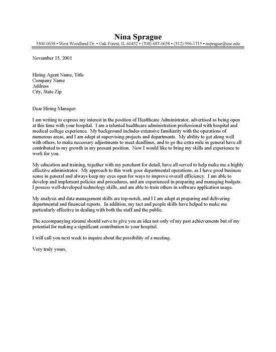 Administrator Cover Letter Examples