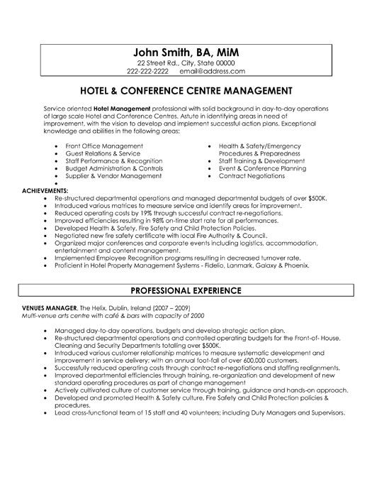 Hotel Manager Resume Format