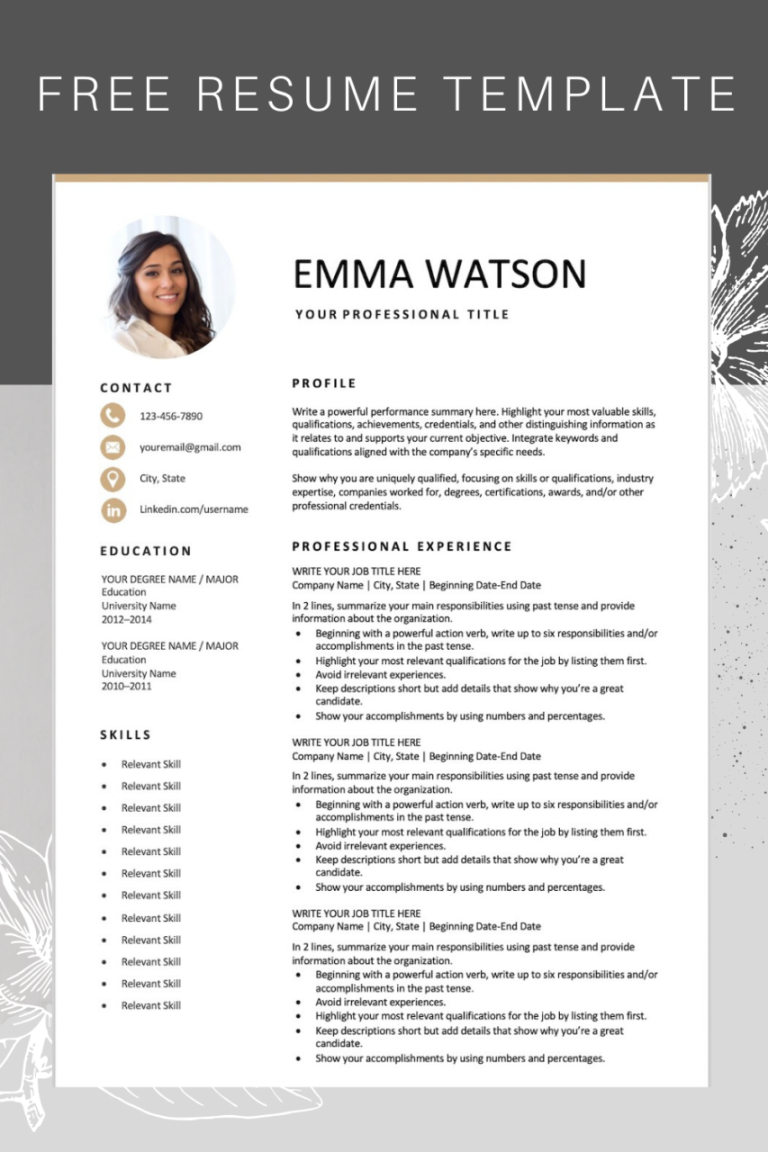 Cv Template 2 Pages Word Free Download