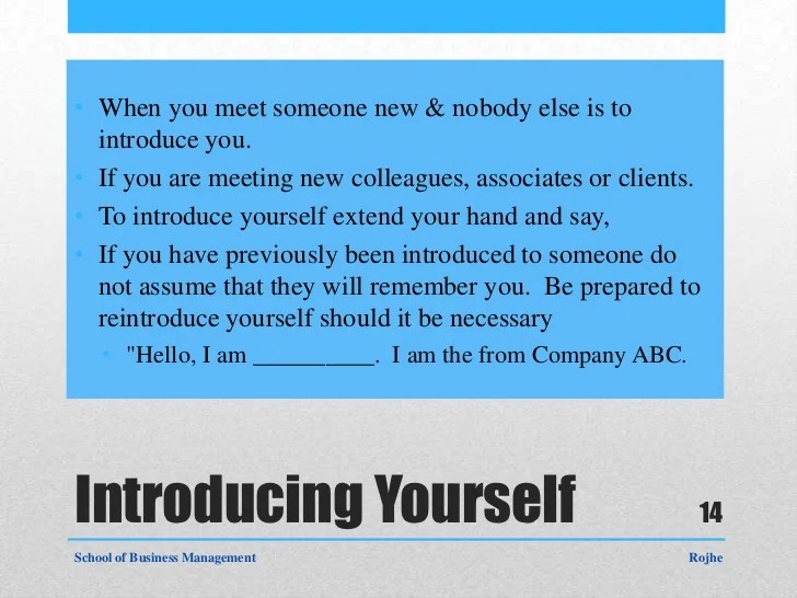How To Introduce Yourself In First Meeting