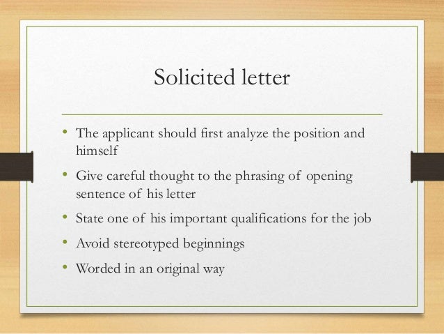 Solicited Cover Letter Definition