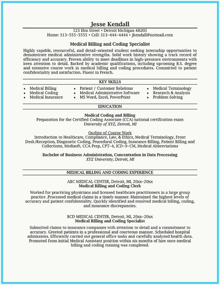 Medical Billing Resume Job Description