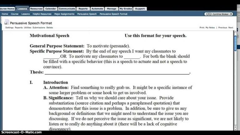 Persuasive Speech Outline Monroe's Motivated Sequence Examples
