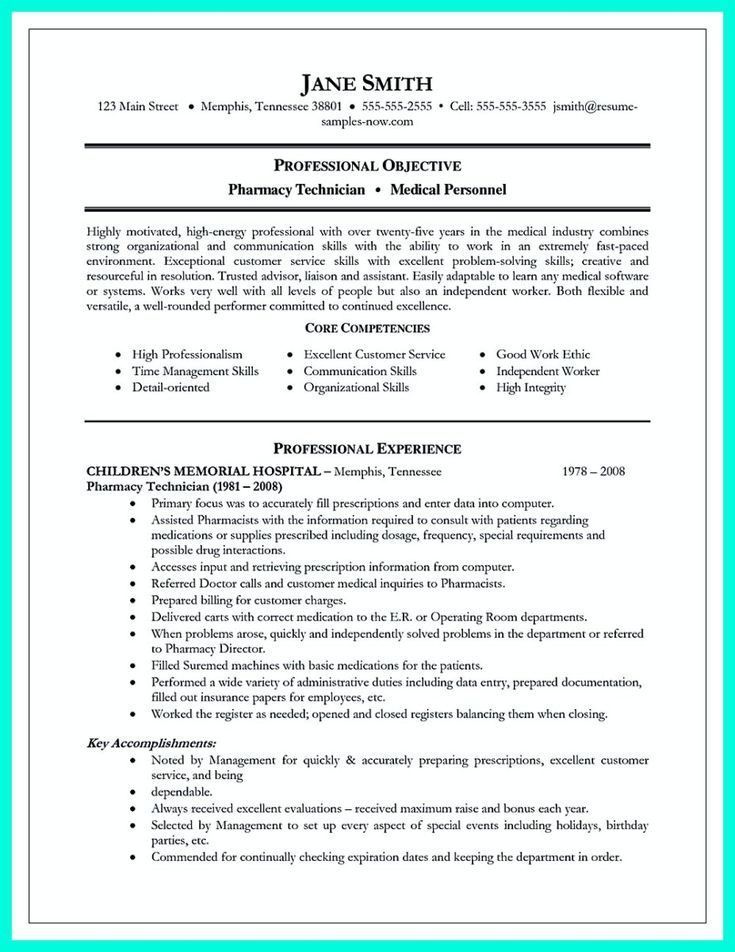 Pharmacy Technician Resume Objective Examples