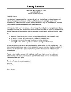 Store Manager Cover Letter Examples Management Cover Letter Samples