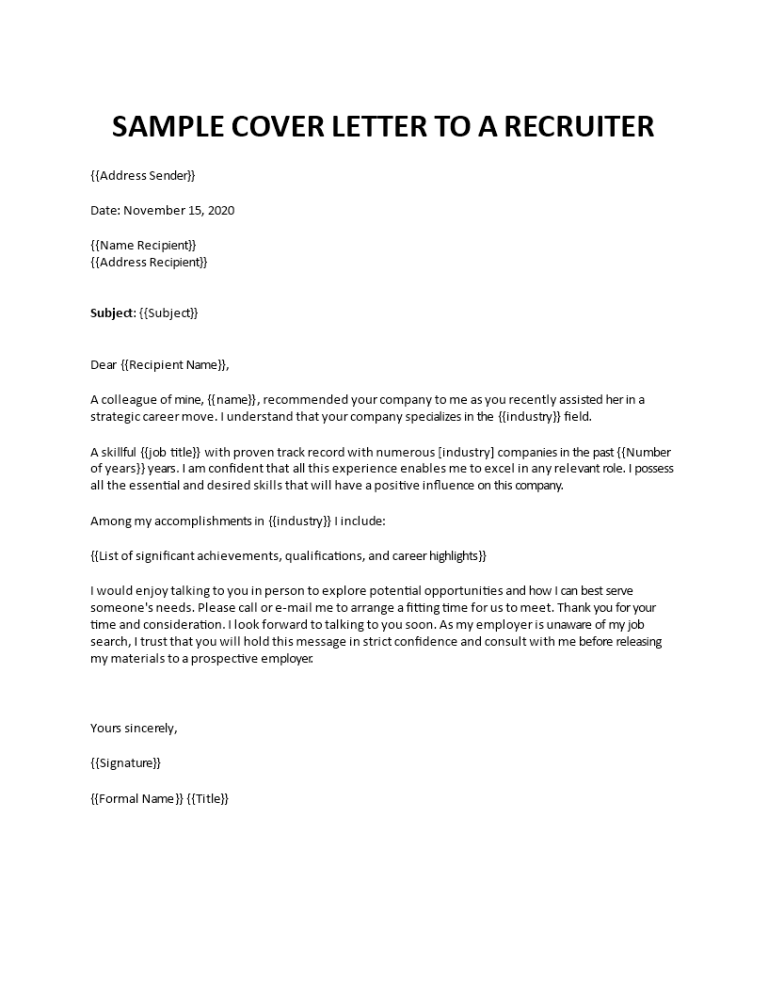 How To Write A Cover Letter To A Recruitment Agency