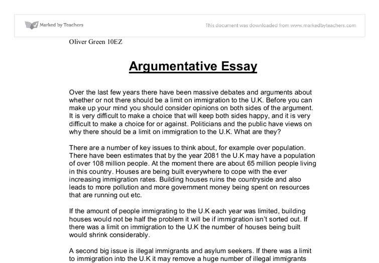 Example Of Argumentative Essay Topics