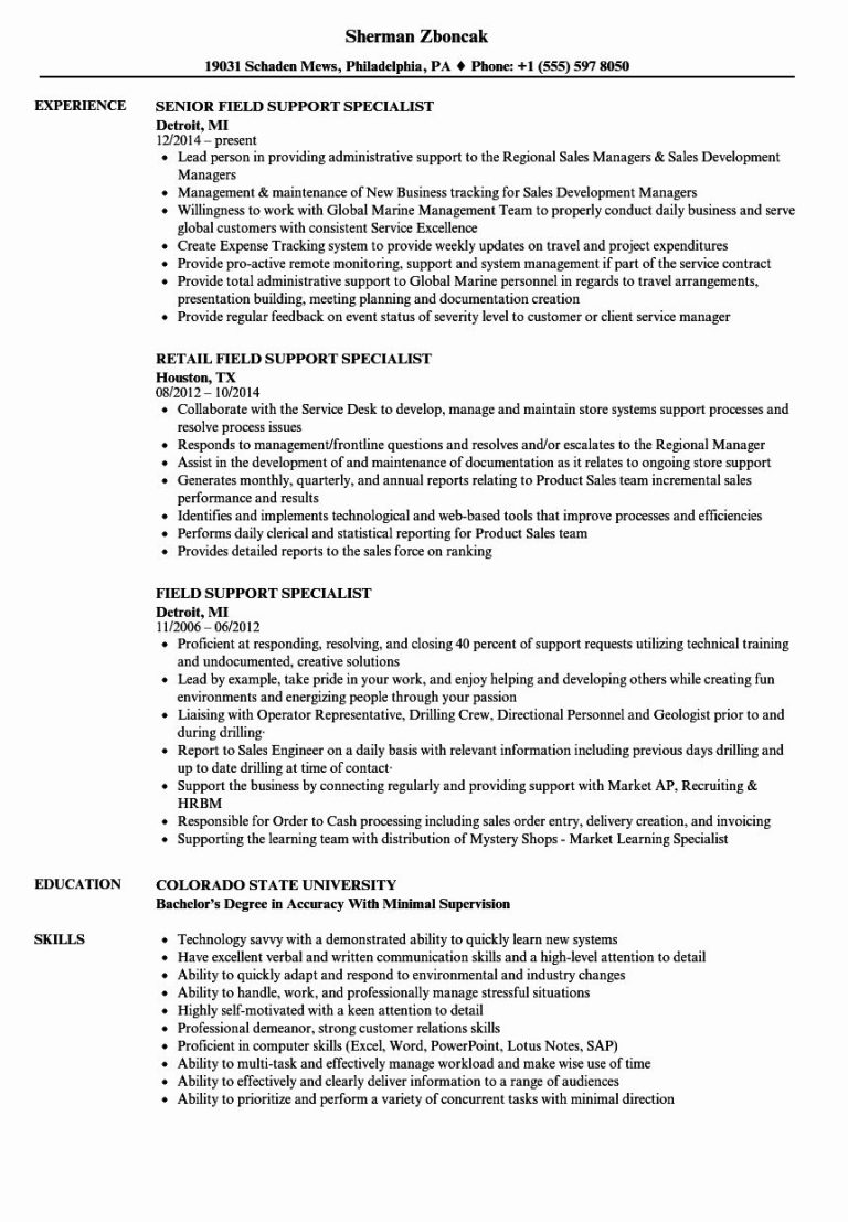 It Support Specialist Resume Objective