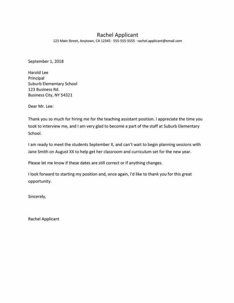 Thanks Letter For Job Offer