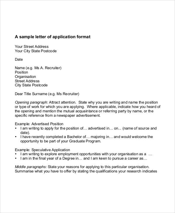 Speculative Job Letter Example