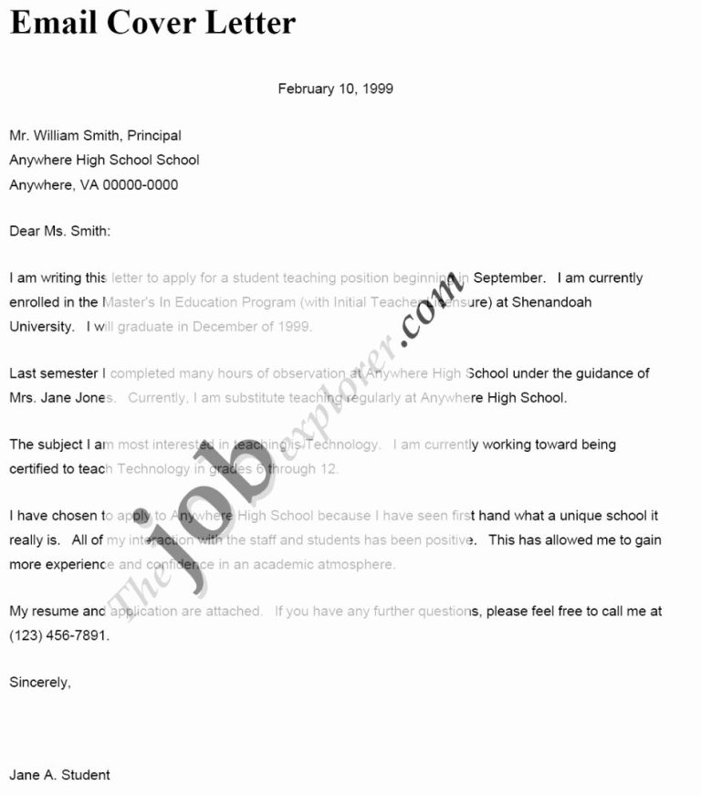 Sample Email Cover Letter With Attached Resume Pdf