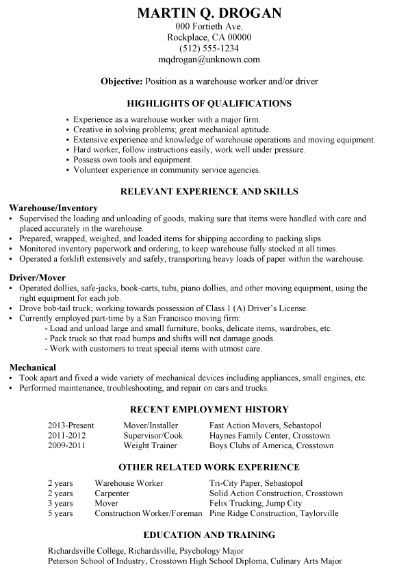 Warehouse Associate Cover Letter Examples