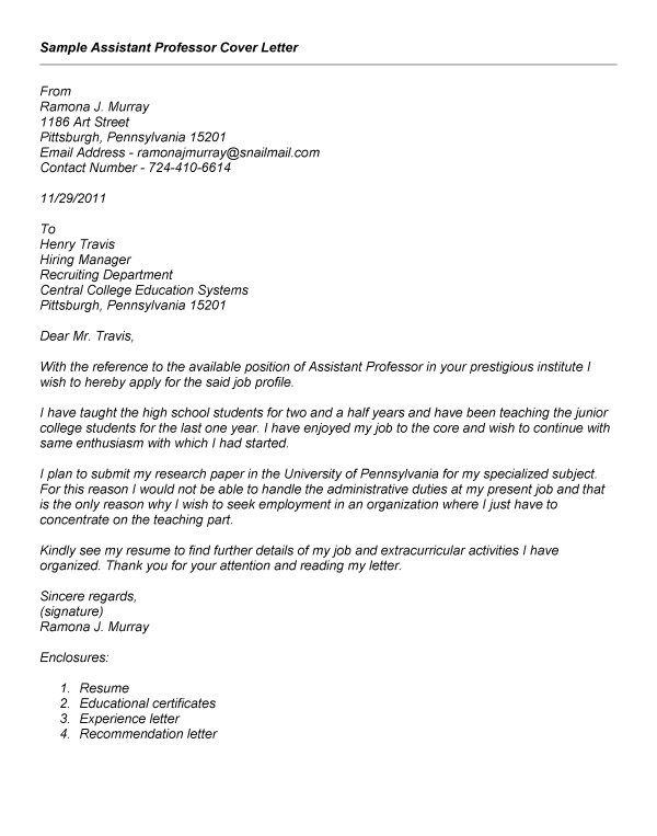 Sample Cover Letter For Teaching Position With No Experience