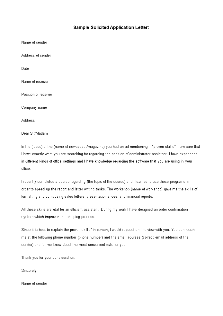 Application Letter Template Docx