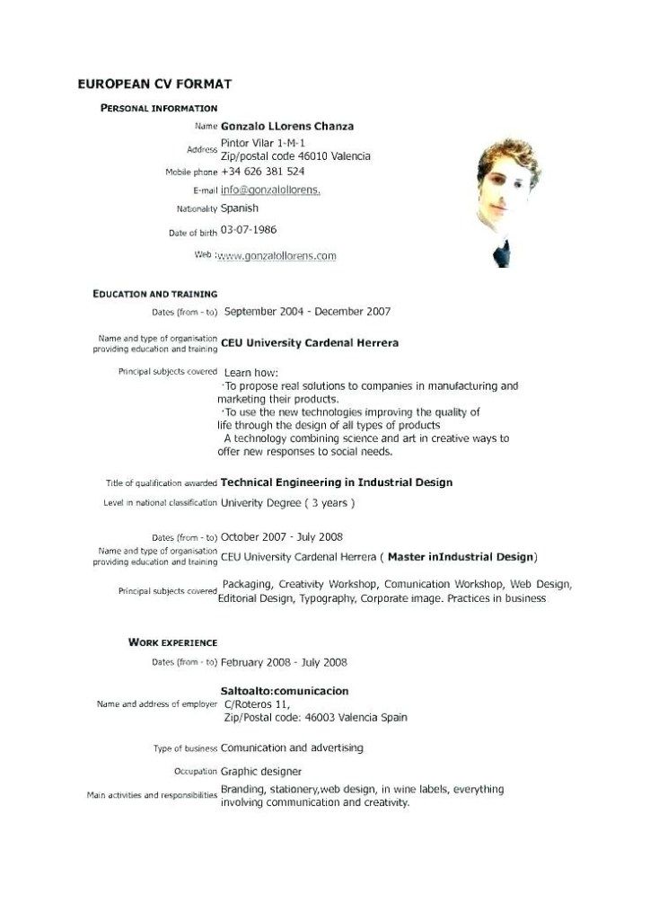 Cv For Masters Application Template