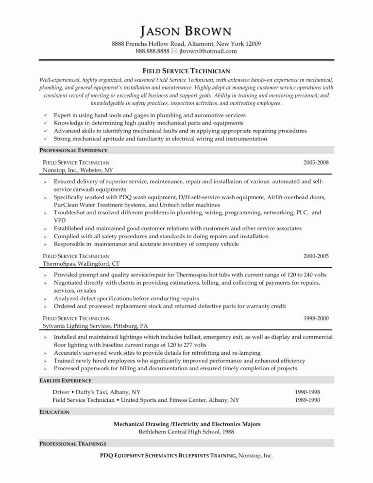 Maintenance Technician Resume Objective
