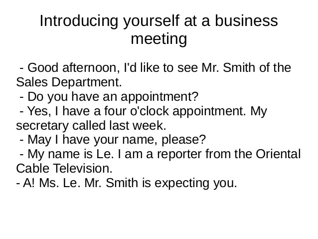 How To Introduce Yourself In A Meeting Presentation