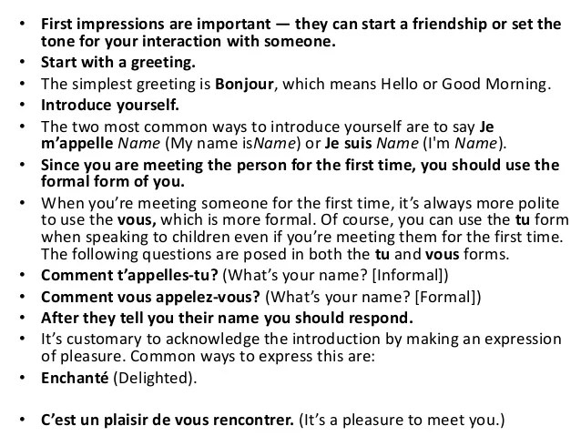 How To Introduce Yourself In French Interview