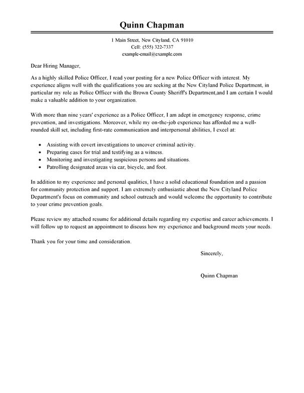How To Write A Cover Letter For Police Department